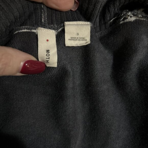 Anthropologie Moth Sweater cardigan Open Front Grunge Boho Wrap Tie Art To Wear - Picture 11 of 13